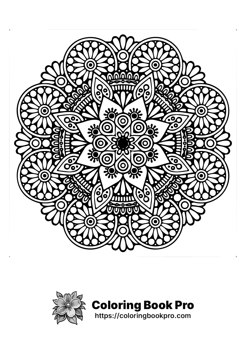 Intricate Floral Mandala Design coloring page
