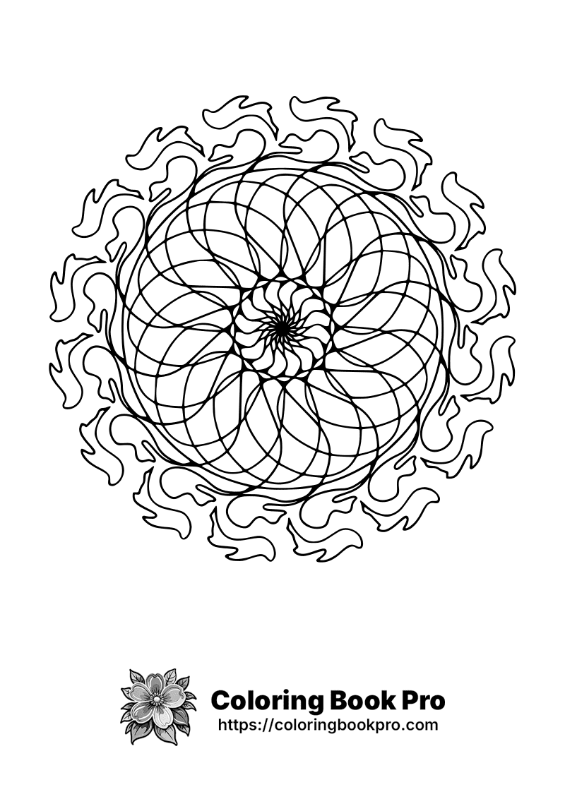 Intricate Spiral Flower Design coloring page
