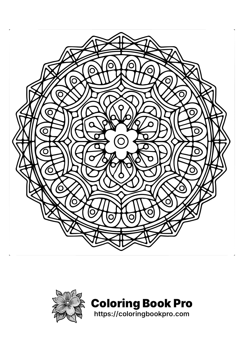 Intricate Geometric Mandala Design coloring page