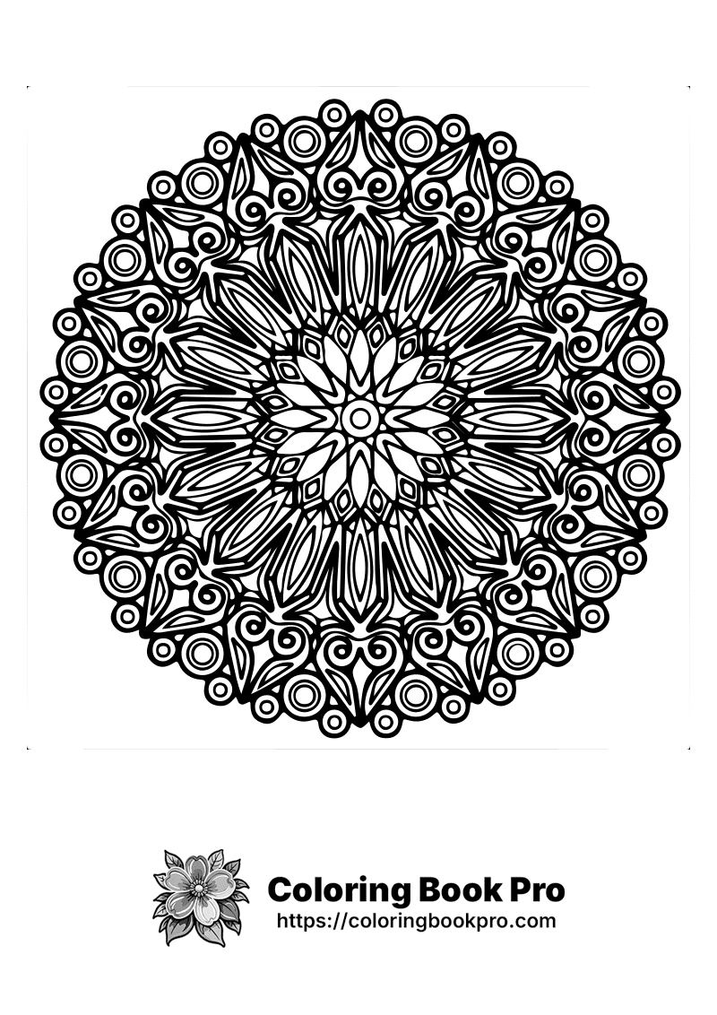 Symmetrical Floral Pattern coloring page