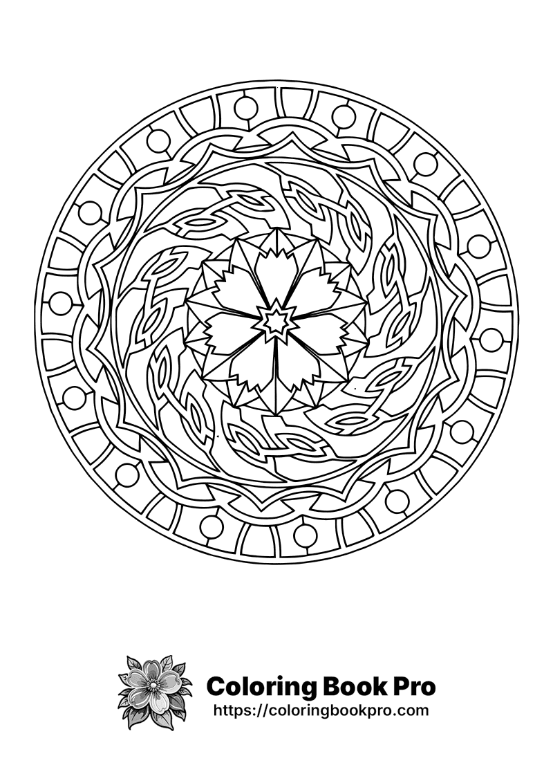 Intricate Floral Mandala Design coloring page