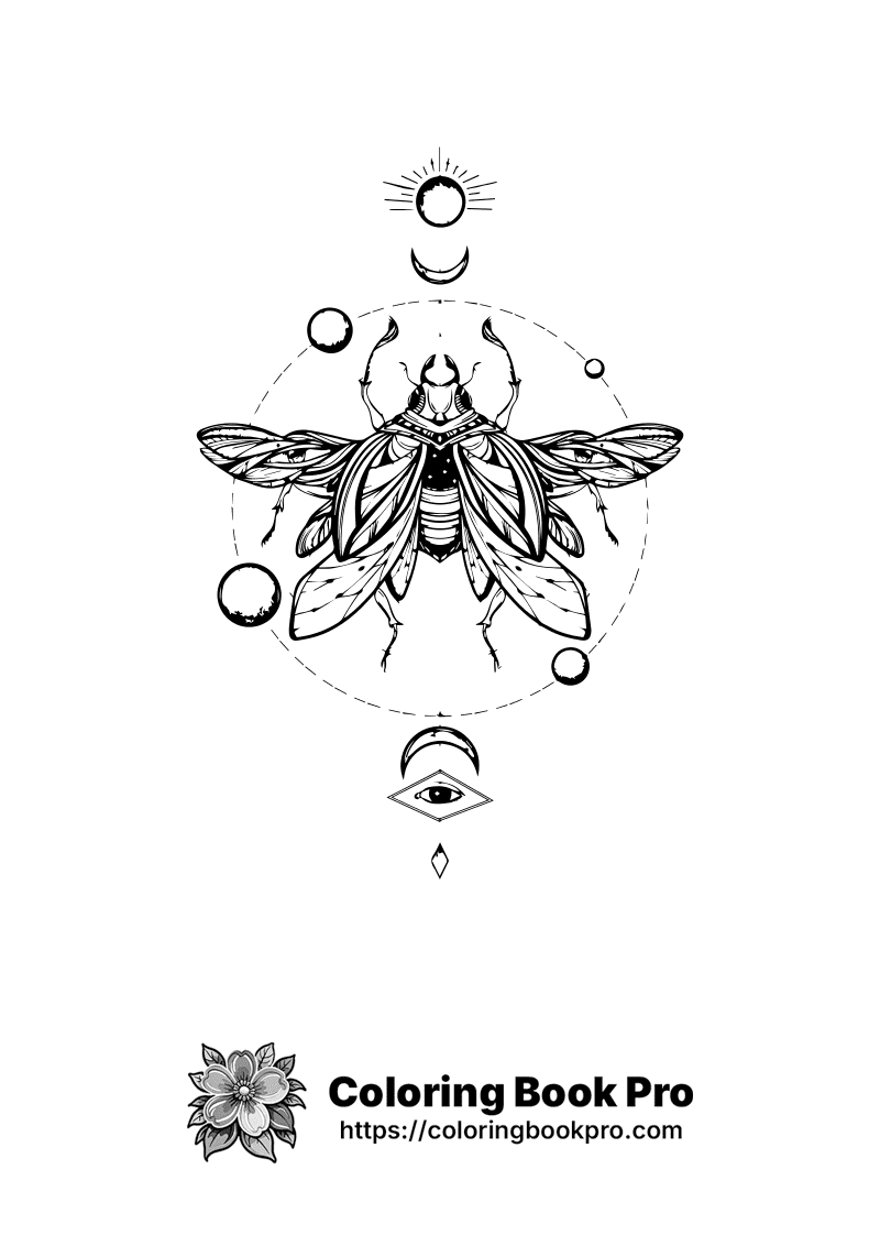 A black and white drawing of a large insect. icon