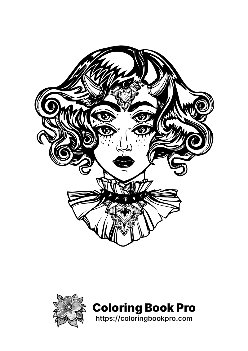 A black and white drawing of a woman's face. icon