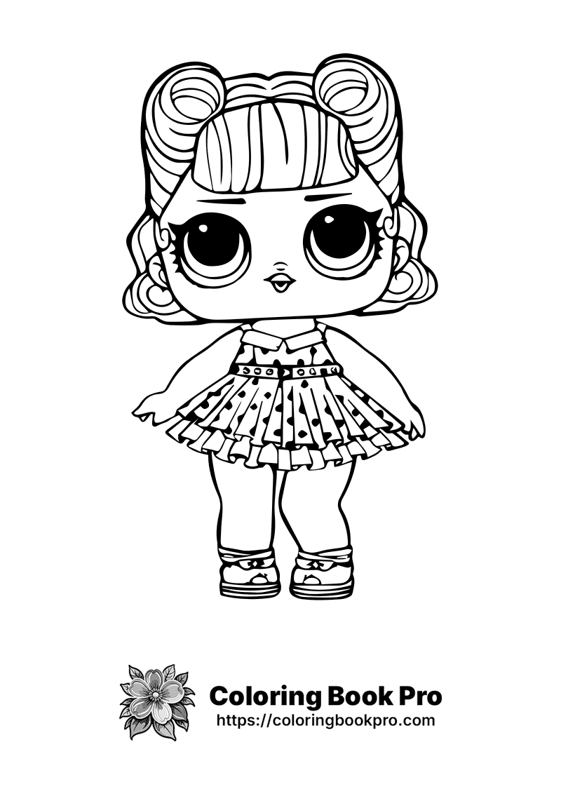 A black and white drawing of a doll. icon