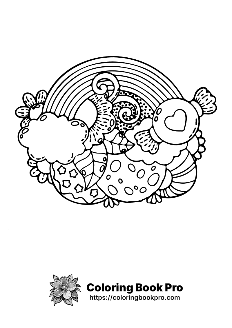 A black and white drawing of a fish with a rainbow. icon