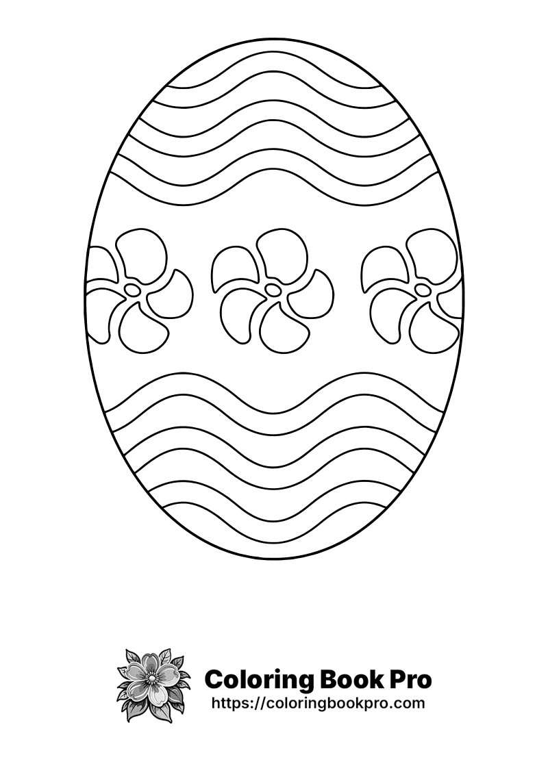 An egg with three flowers in the middle. icon