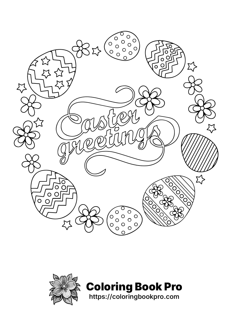 A black and white easter greeting card with easter eggs. icon