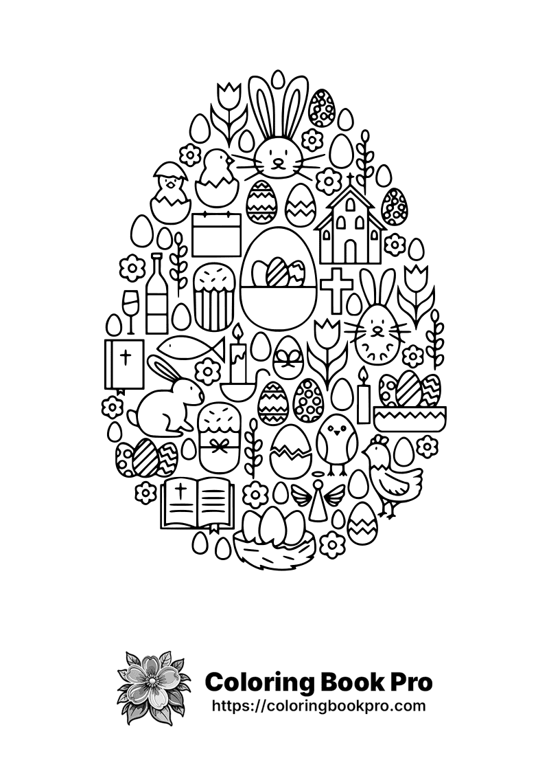 A black and white picture of an easter theme. icon