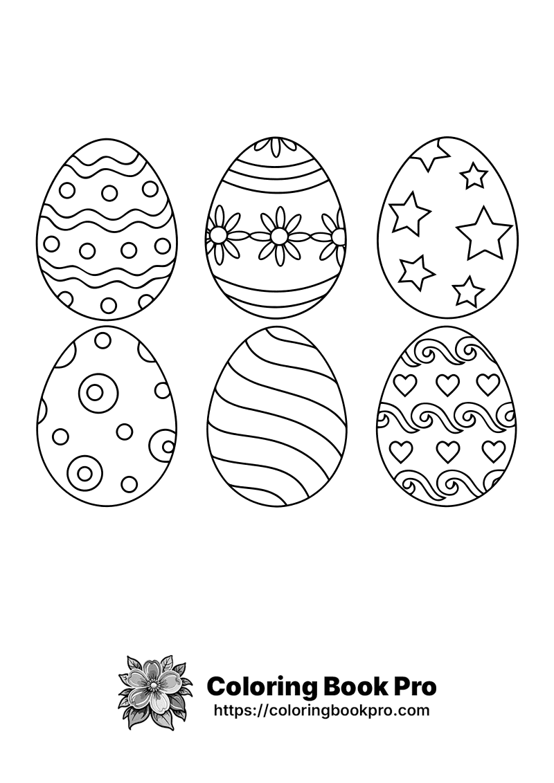 A set of six easter eggs with different designs. icon