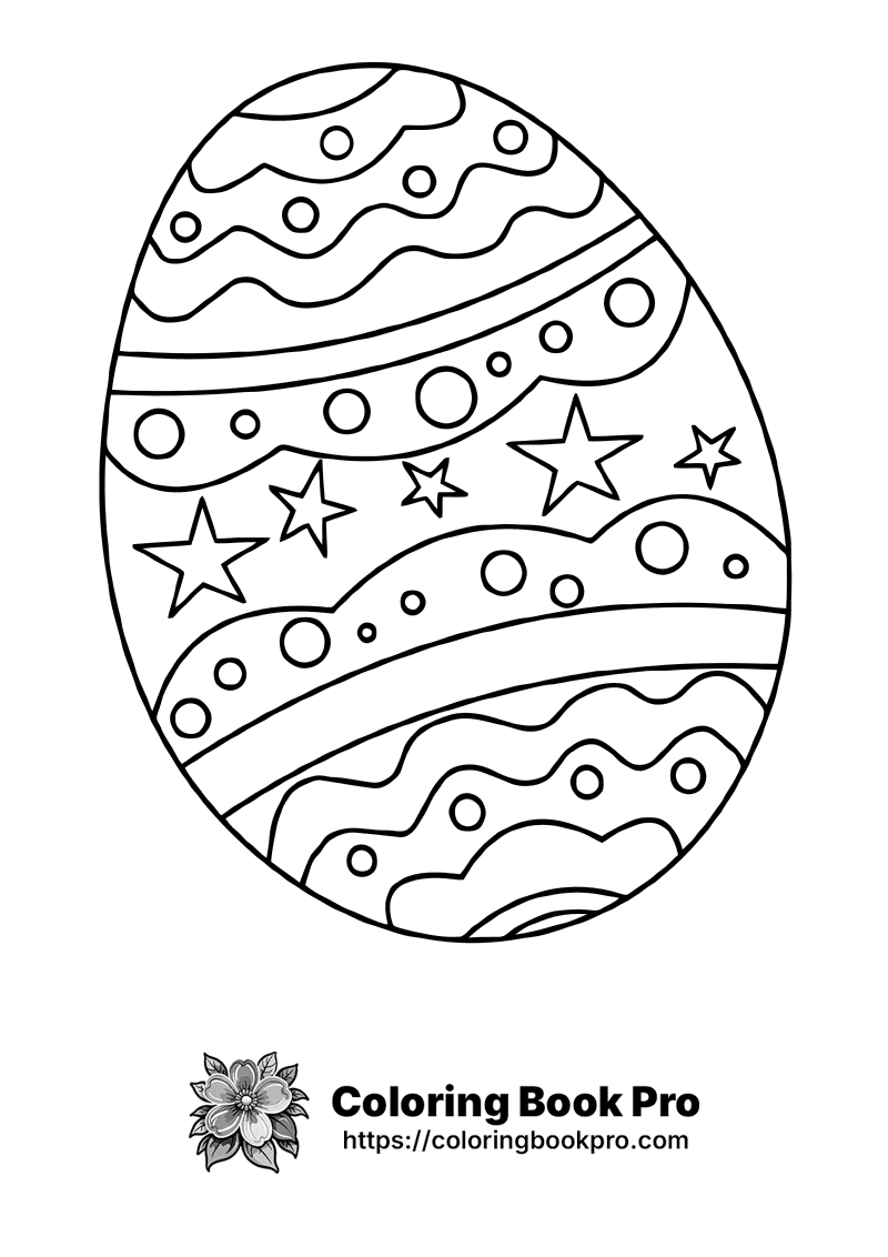A black and white drawing of an Easter egg. icon