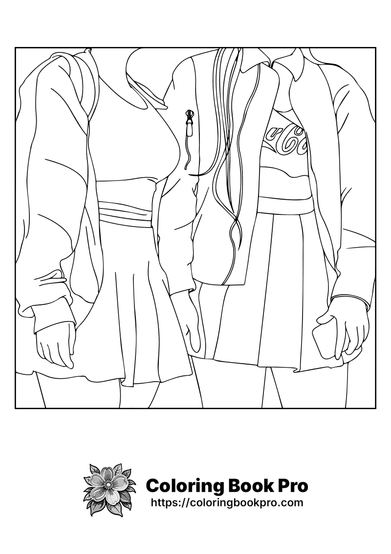 A black and white drawing of two people. icon
