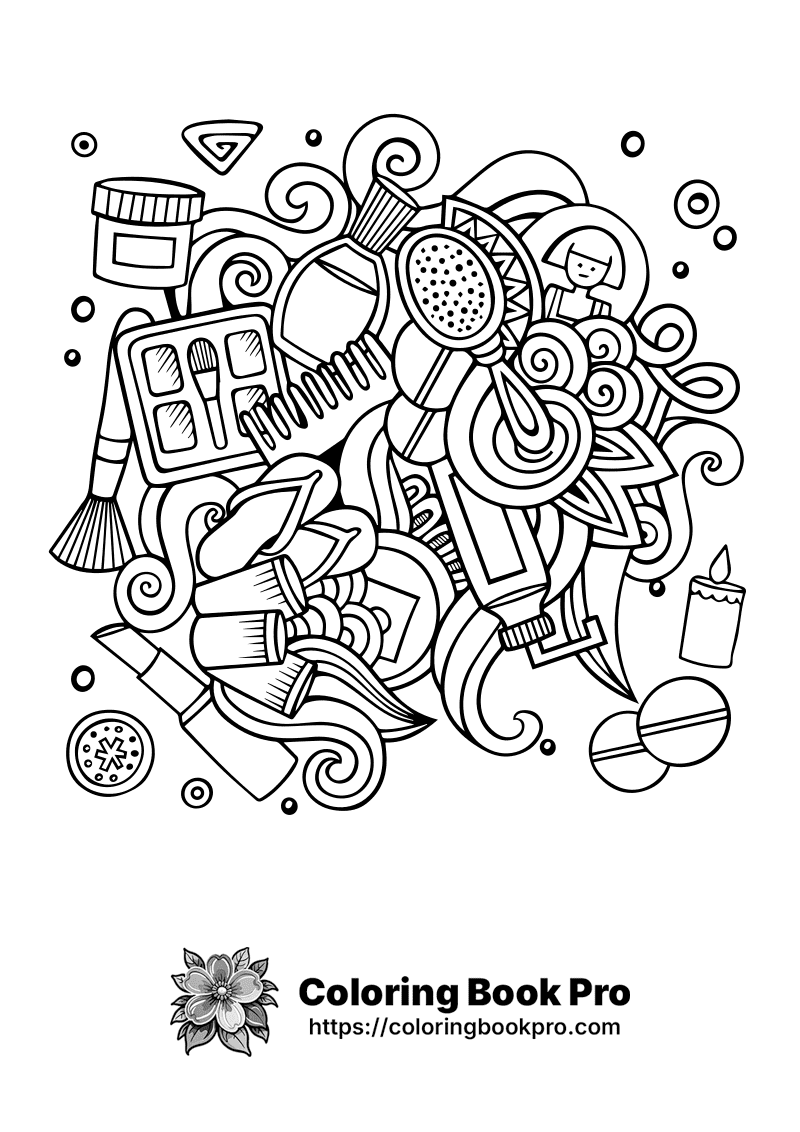 A black and white illustration of a bunch of objects. icon