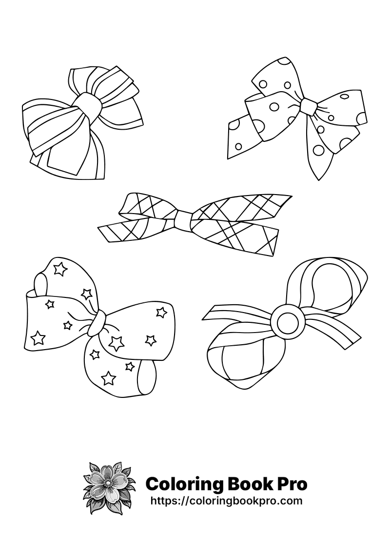 A set of four bows with different designs on them. icon