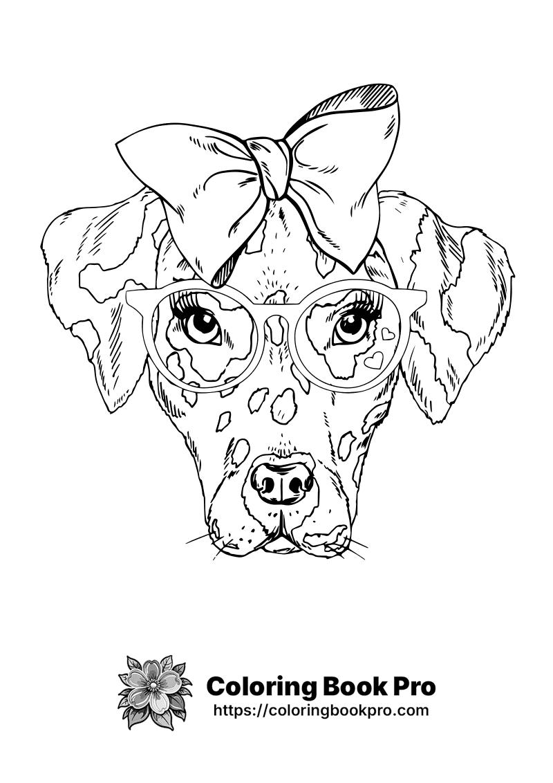 A dog with glasses and a bow on its head. icon
