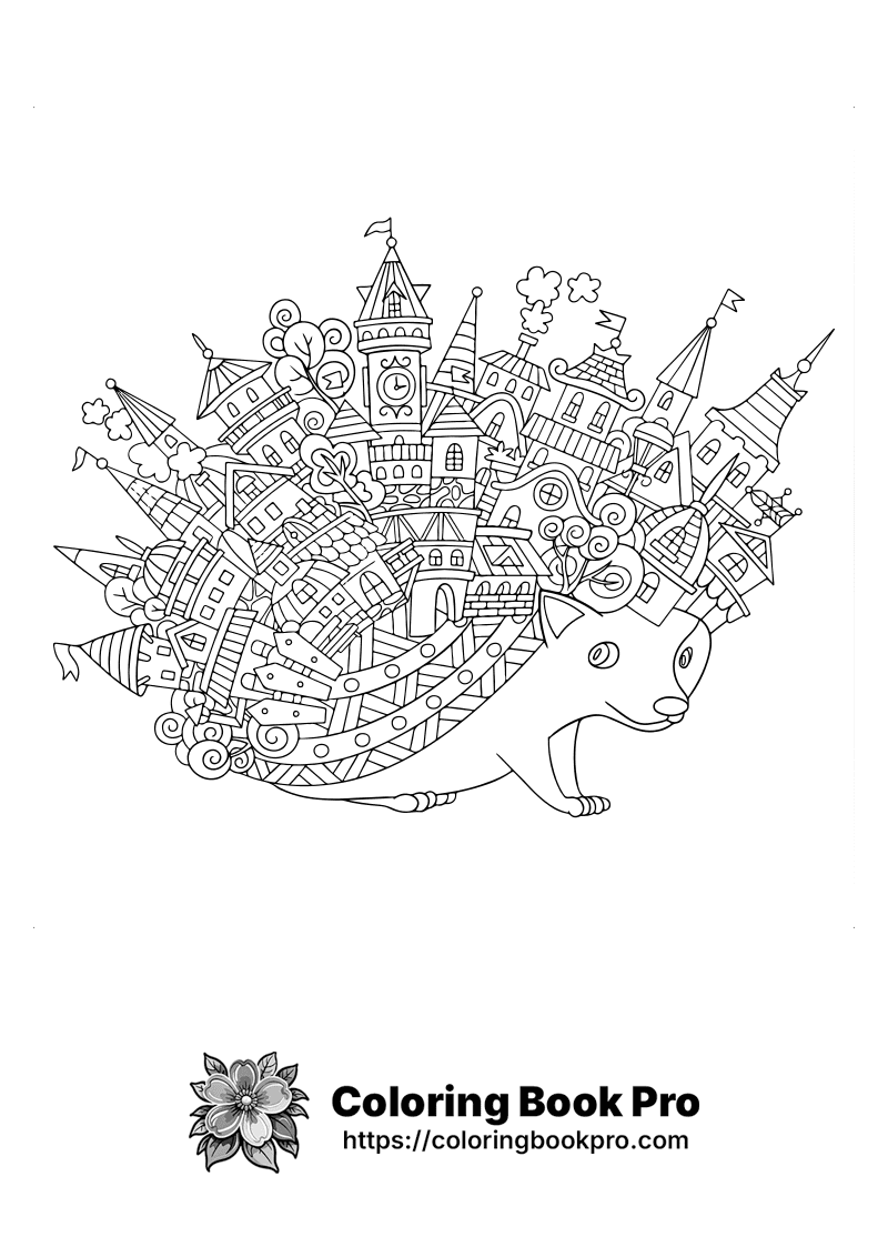 A black and white drawing of a cat in a city. icon