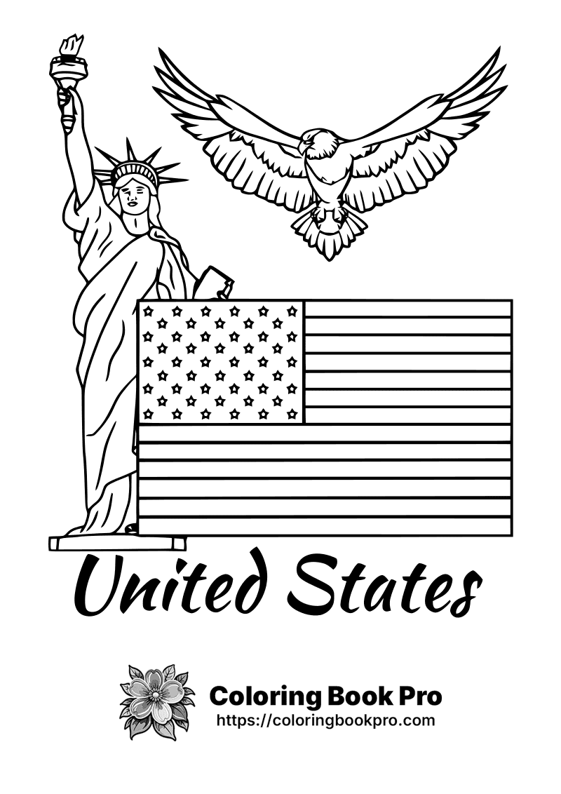 A black and white picture of the statue of liberty and an eagle. icon