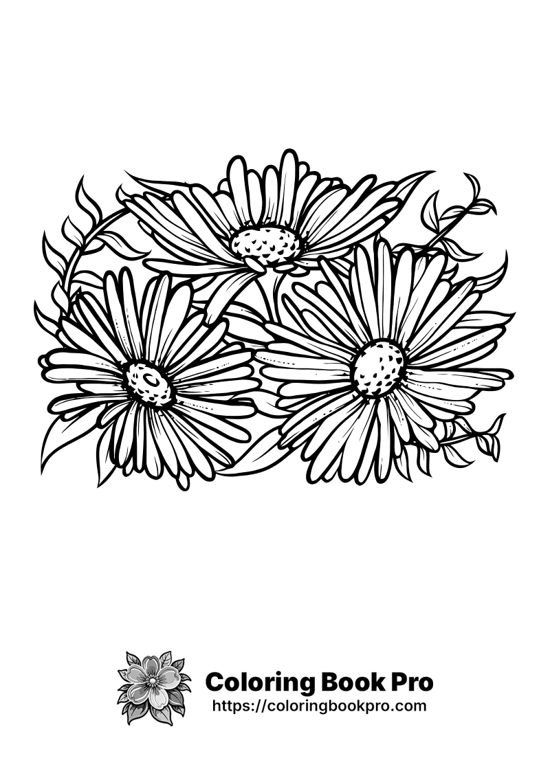 A black and white drawing of three flowers. icon