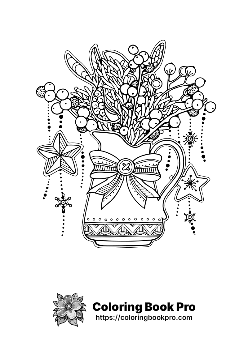 A drawing of a vase with flowers and stars. icon