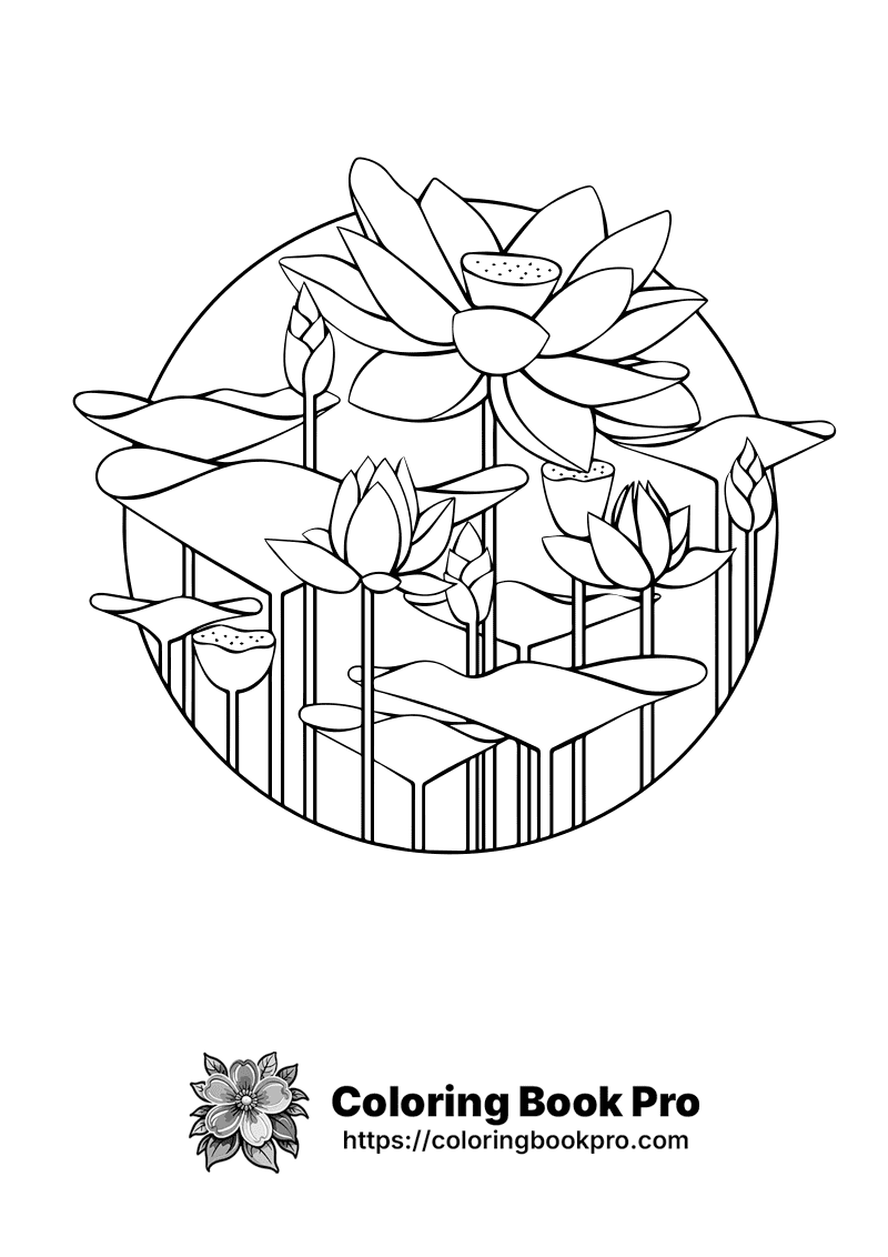 A black and white image of a circle with flowers. icon