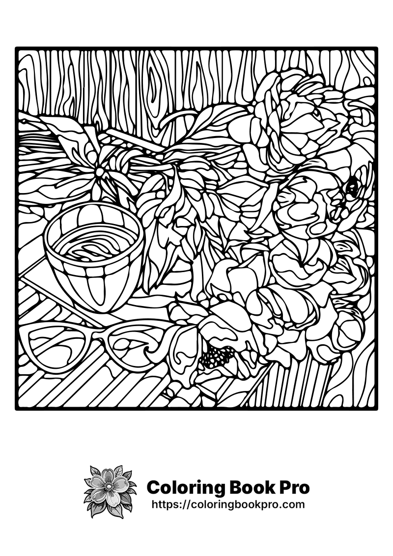 A black and white picture of a basket of fruit and glasses. icon