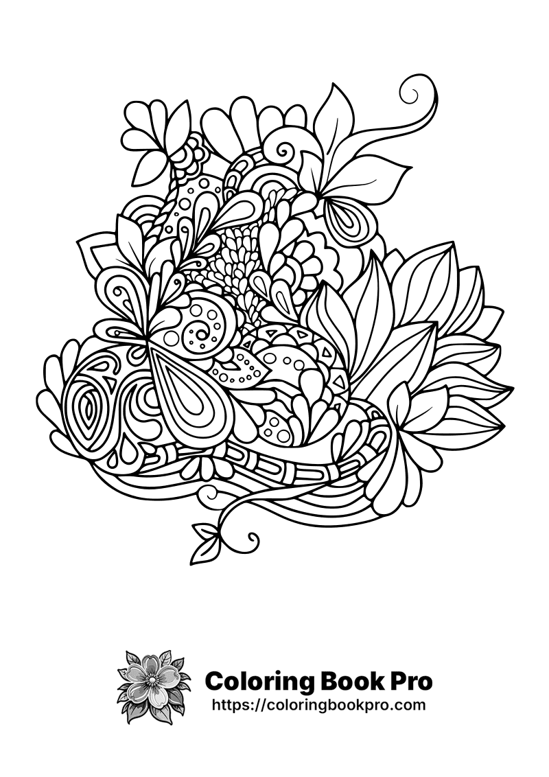 A black and white drawing of a floral pattern. icon