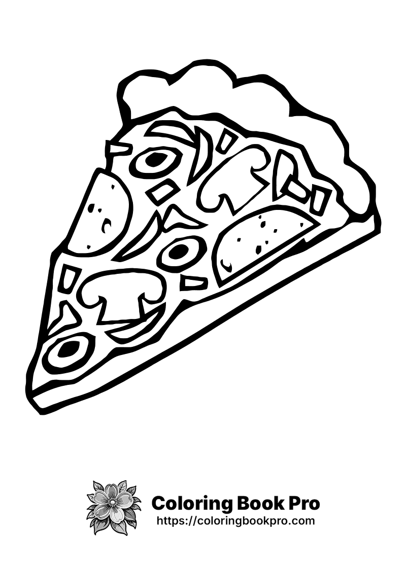 A black and white image of a slice of pizza. icon