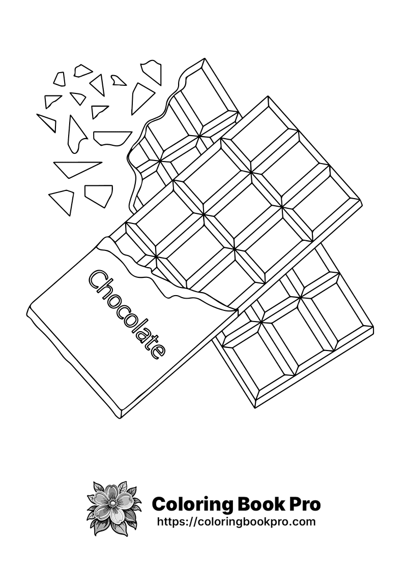 A black and white drawing of a chocolate bar icon