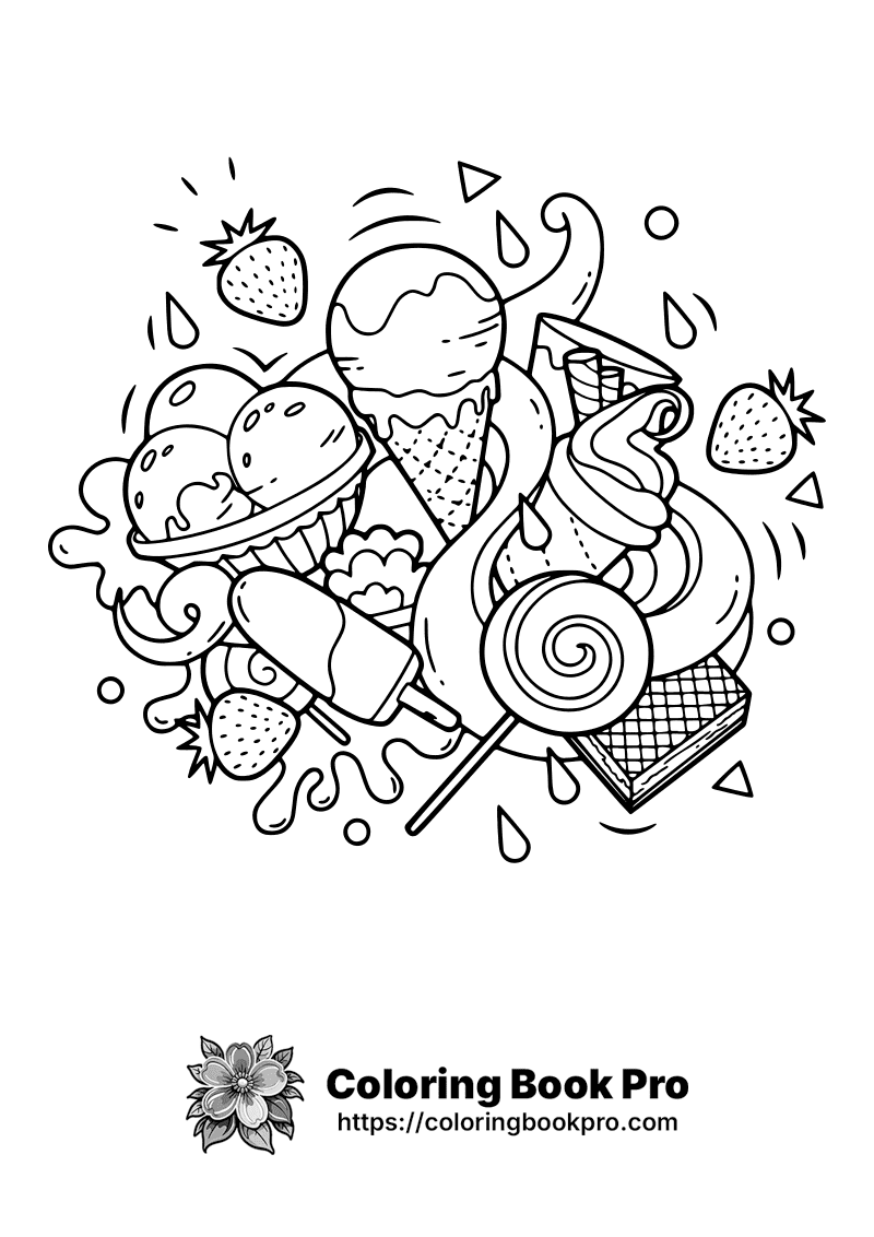 A black and white drawing of an ice cream dessert. icon
