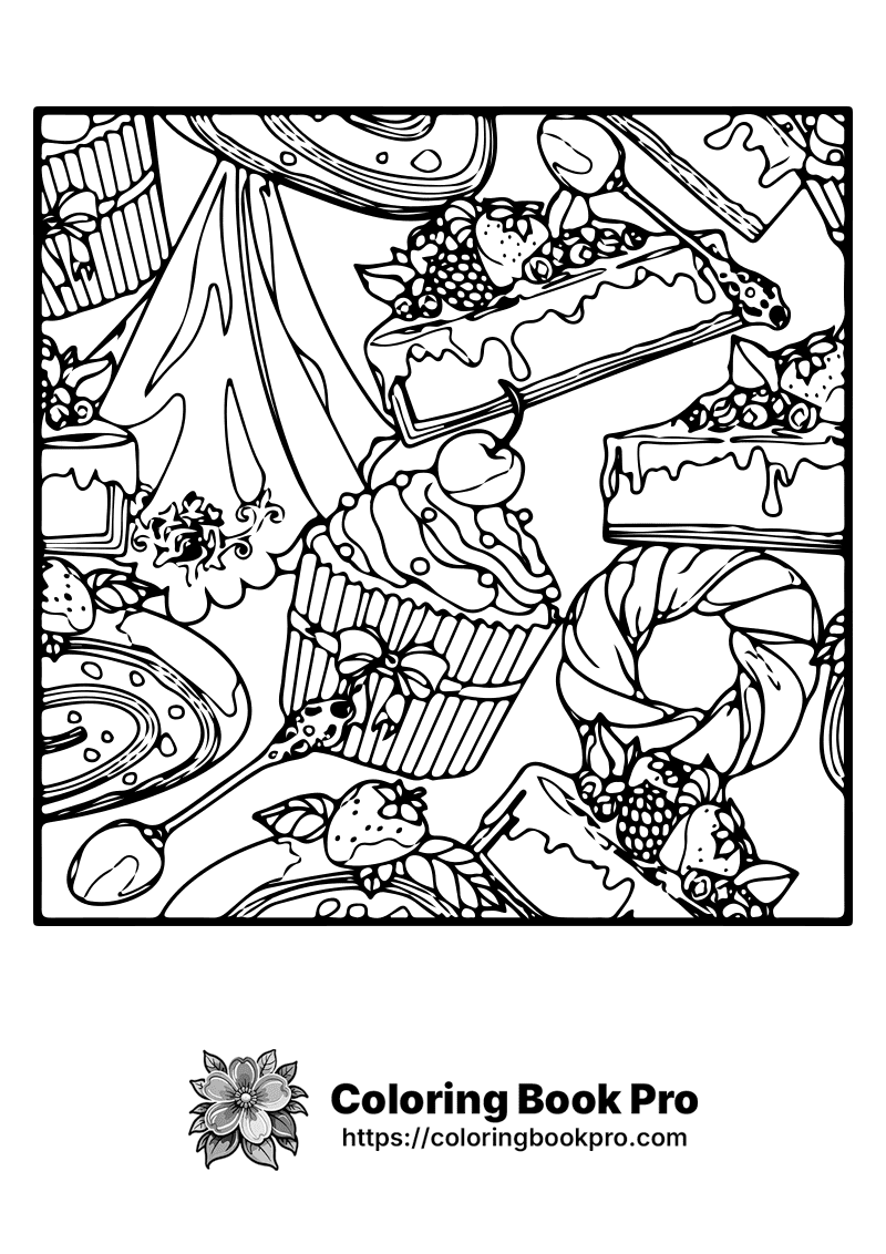 A black and white image of a dessert scene. icon