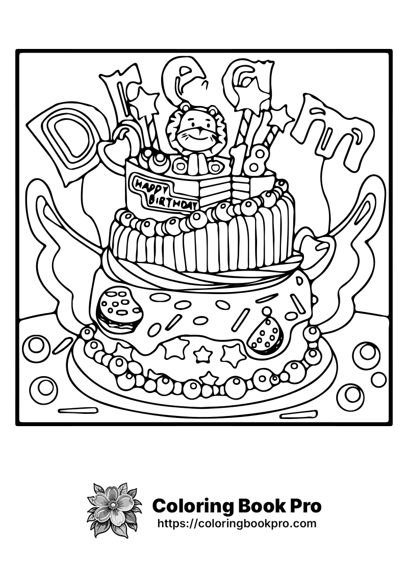 A black and white picture of a birthday cake. icon