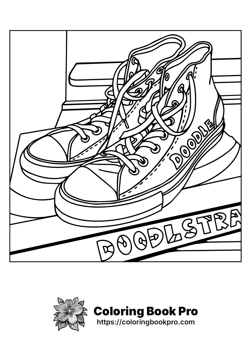 A pair of shoes with the word doodle written on them. icon