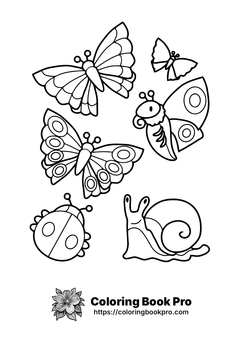 butterflies and snail coloring page icon