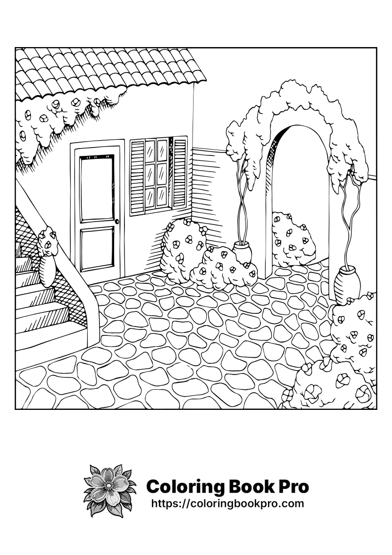 A black and white drawing of a house icon