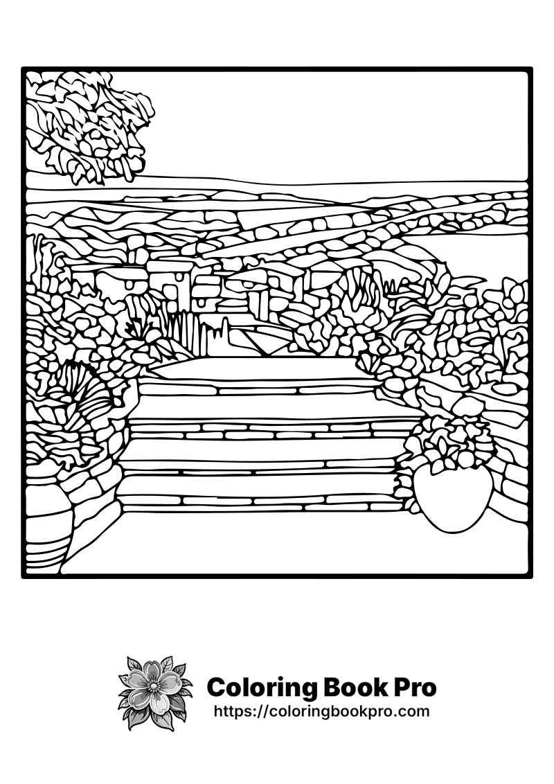 A black and white picture of a landscape. icon