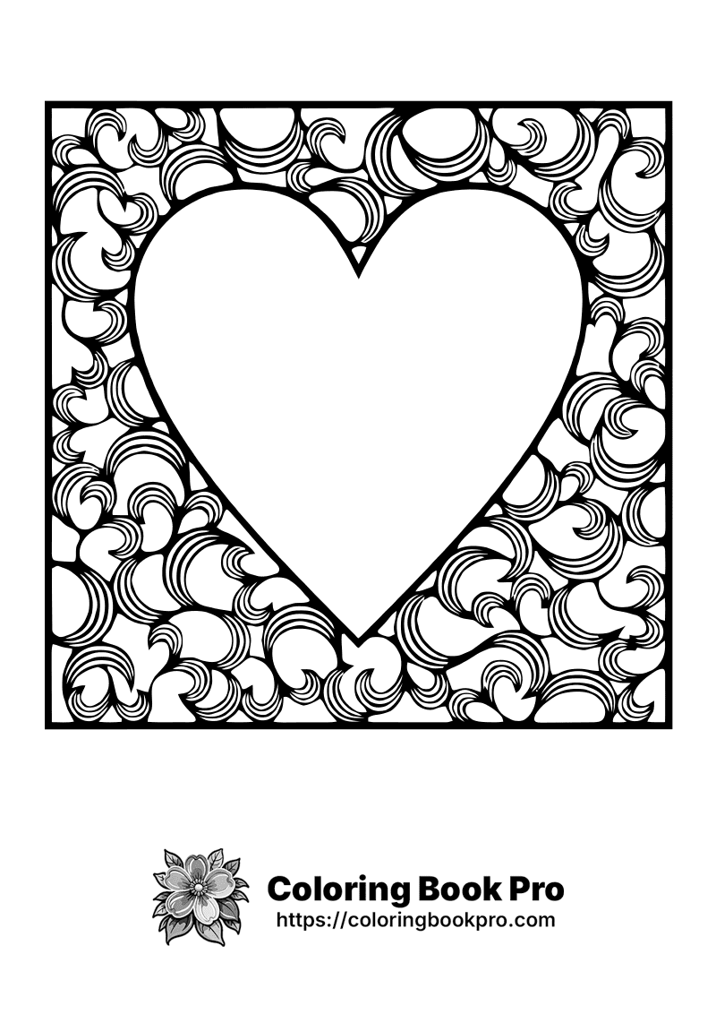 A black and white heart with swirls around it. icon