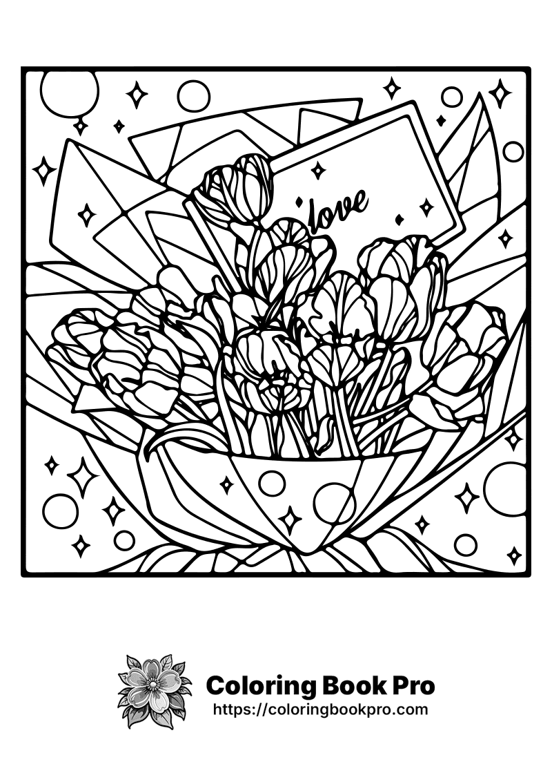A bouquet of flowers with the word love written on it. icon