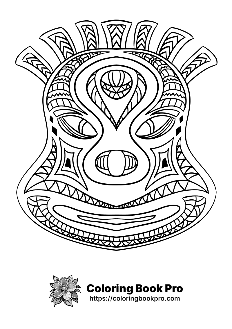 A black and white drawing of a mask. icon