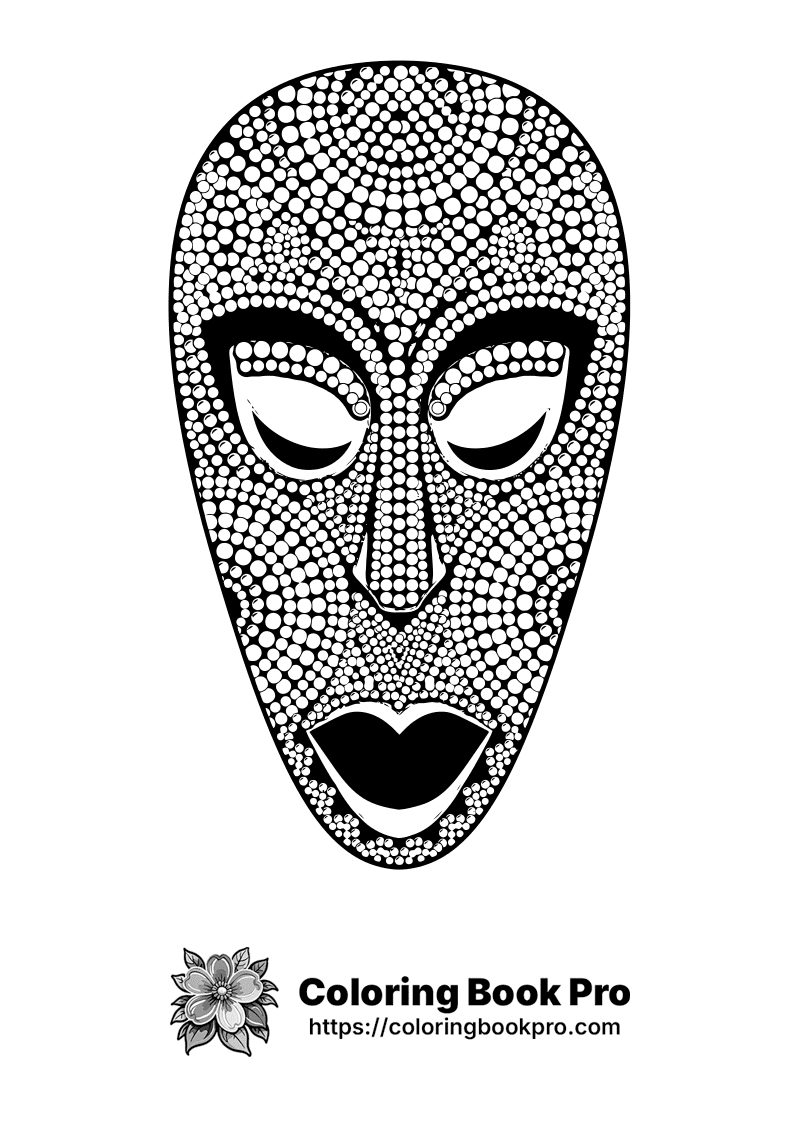 A black and white drawing of a dot mask. icon
