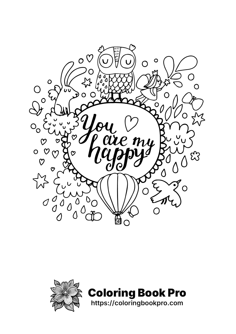A coloring page that says you are my happy. icon