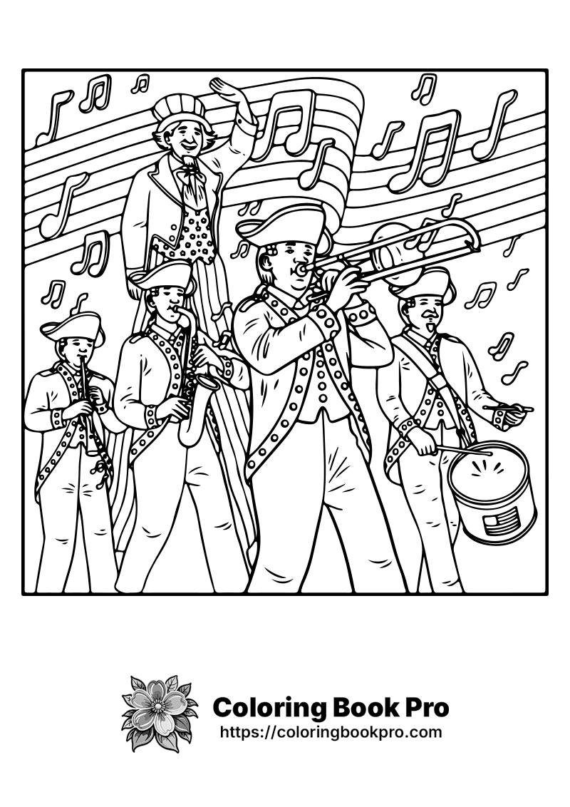 A black and white picture of a marching band. icon