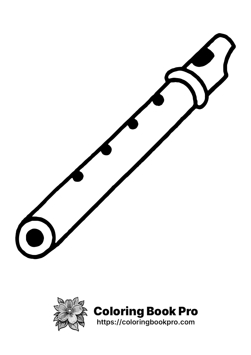 A black and white image of a flute. icon