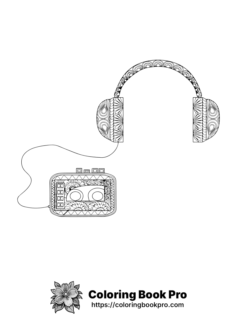 A drawing of a guitar and a pair of headphones. icon