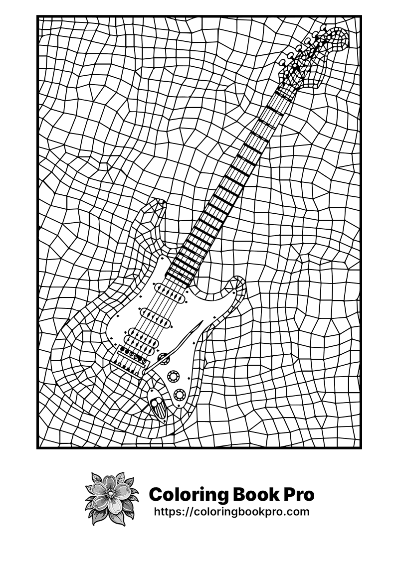 A black and white image of a guitar. icon