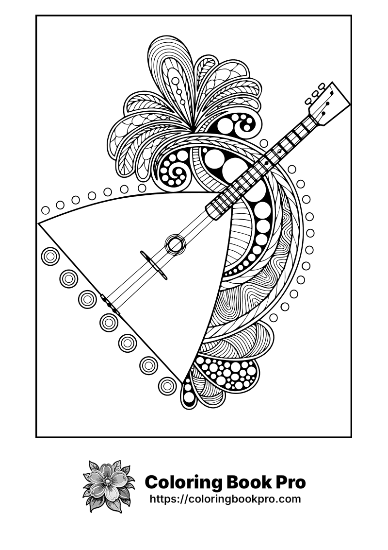 A black and white drawing of a guitar. icon