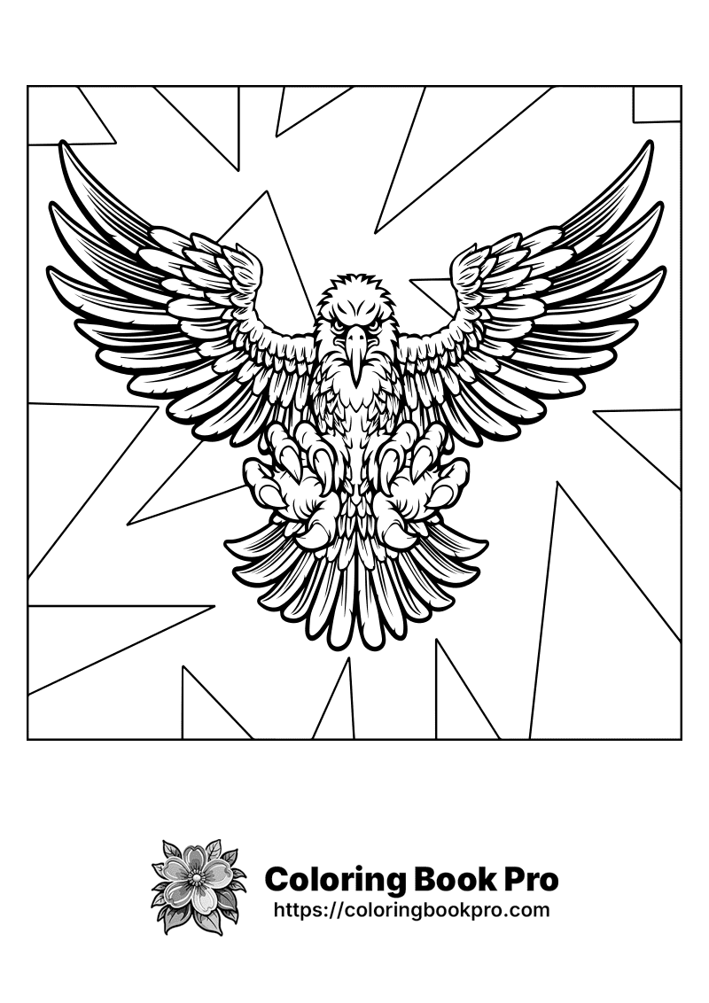 A black and white drawing of an eagle. icon