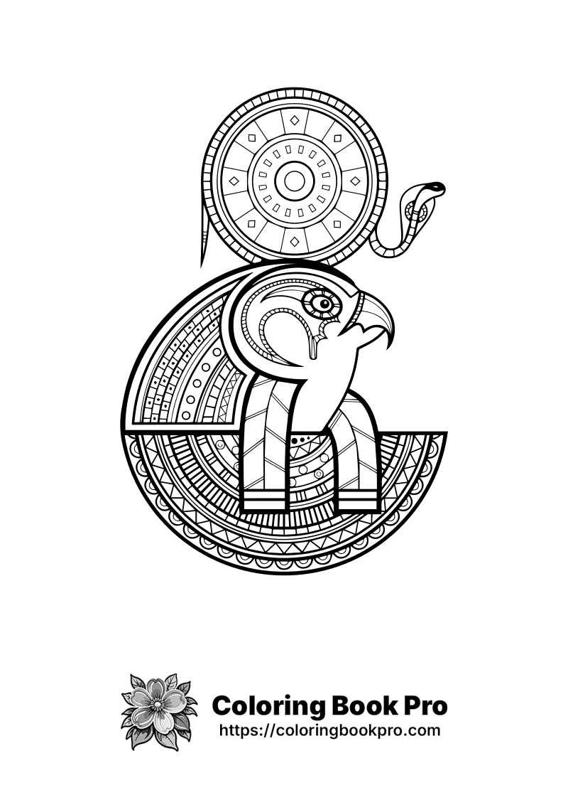A black and white drawing of a bird with a snake. icon