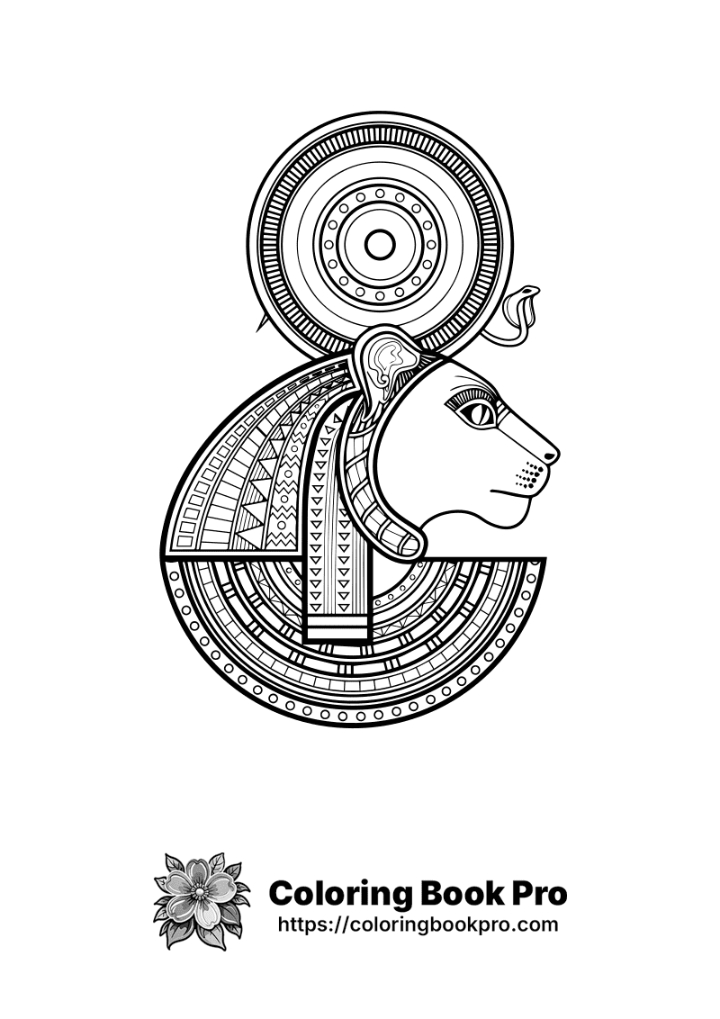 A black and white drawing of an egyptian head. icon