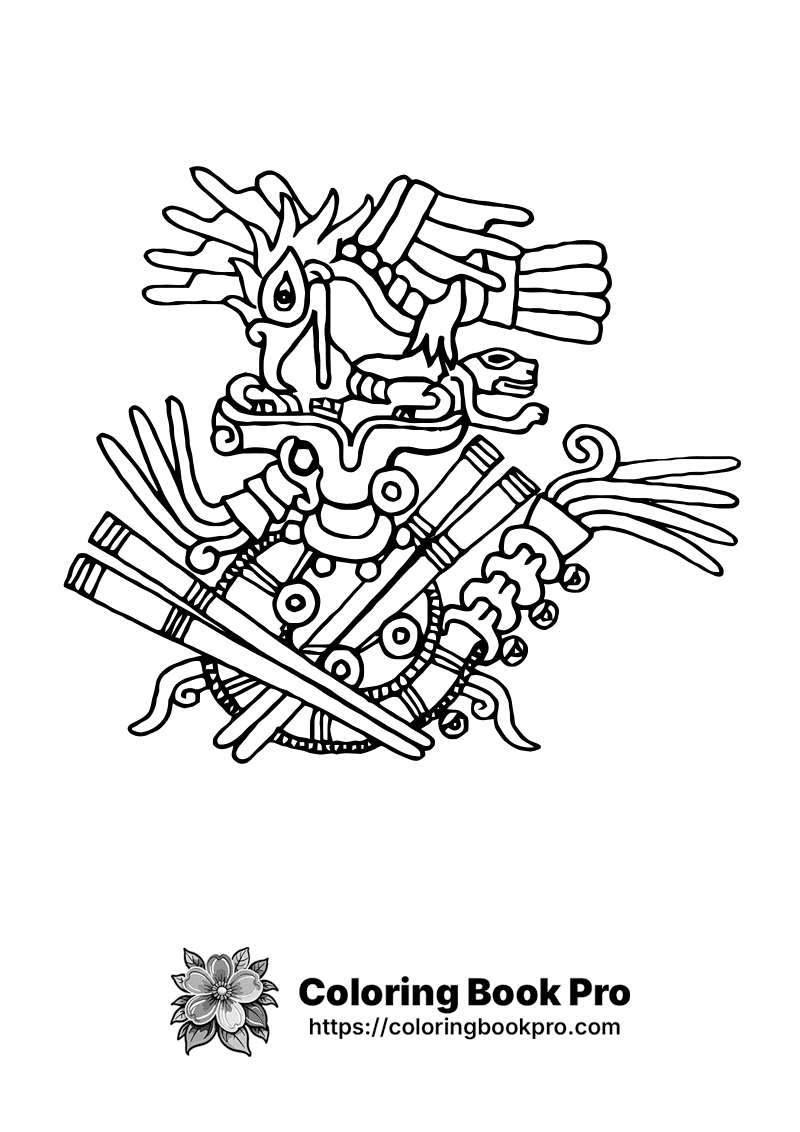 A drawing of an Aztec symbol with hands on top. icon
