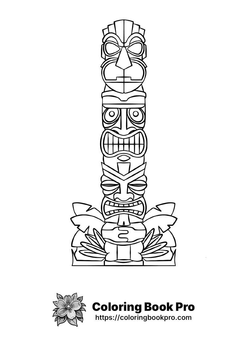 A black and white drawing of a totem pole. icon