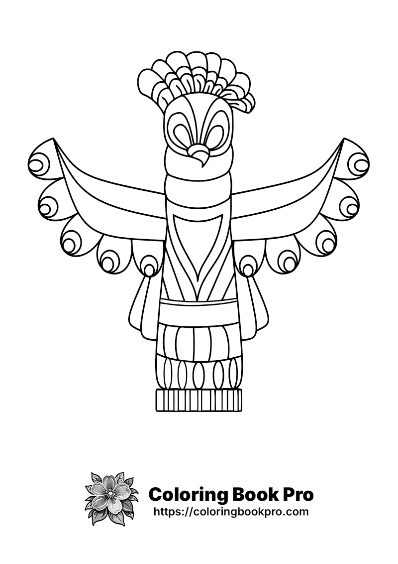 A black and white drawing of a totem pole. icon